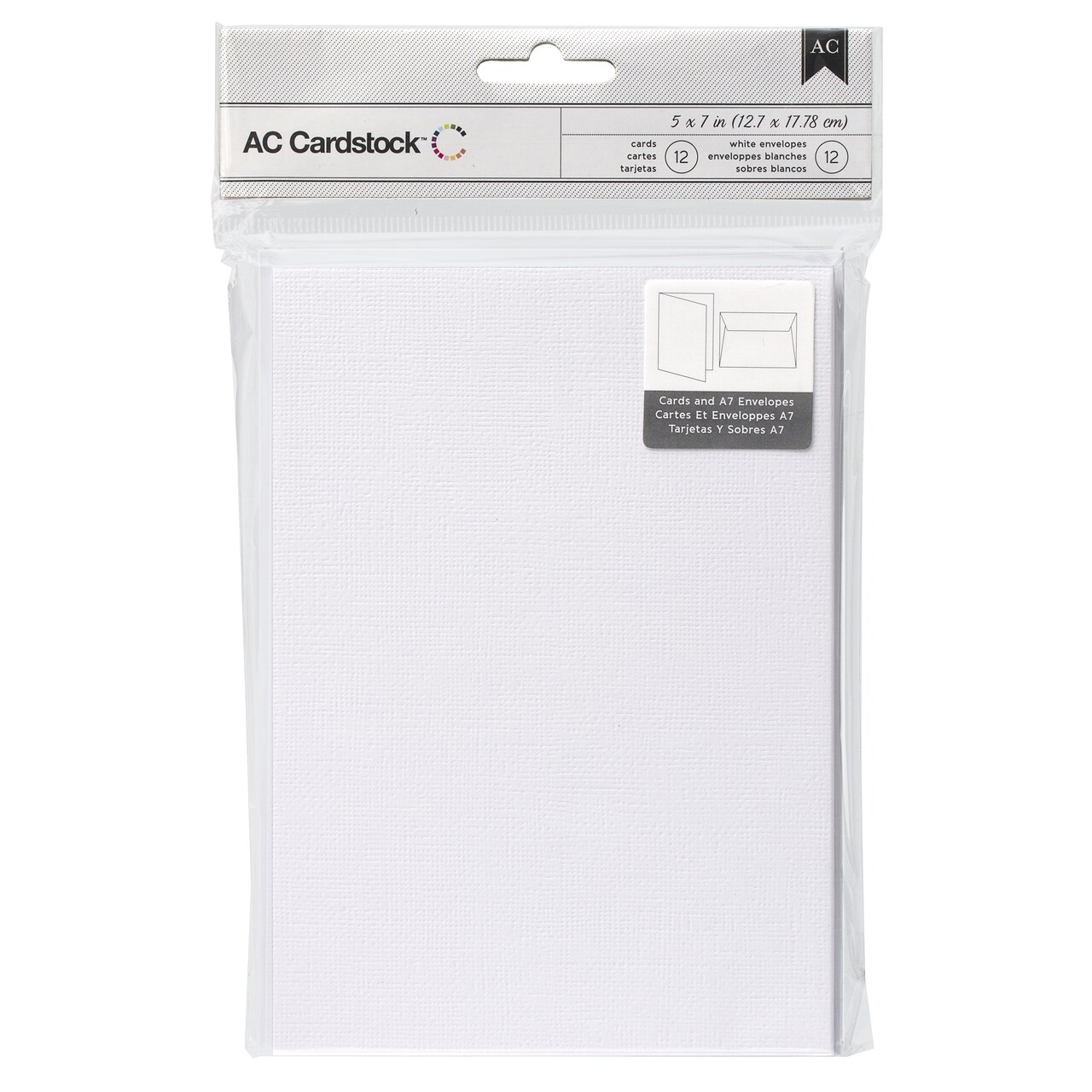 American Crafts A7 Cards W/Envelopes (5.25"X7.25") 12/Pkg-White